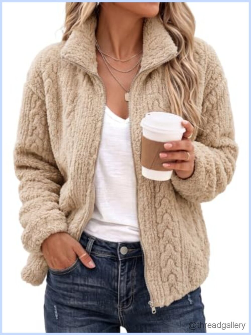 Women's Full Zip Fleece Winter Jacket Warm Casual Outerwear Coat